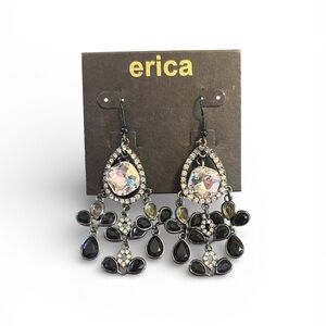 Erica Black and Silver Chandelier Earrings